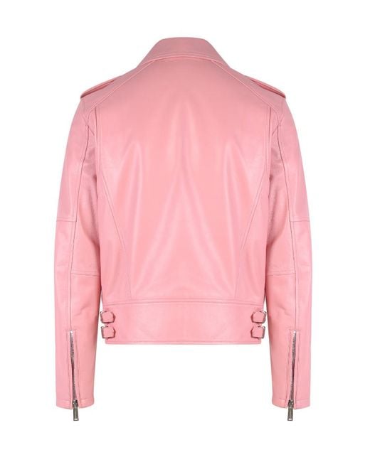 DSquared² Pink Leather Biker Jacket for men