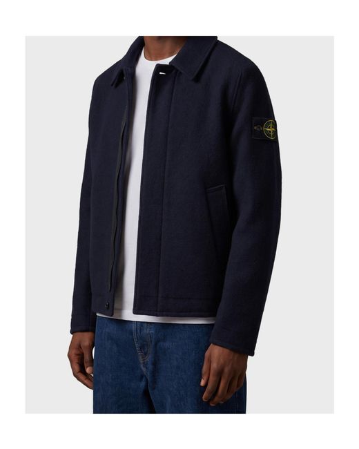 Stone Island Blue Long-Sleeved Button Jacket for men