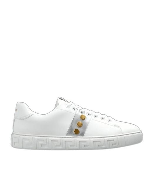 Versace White Greca Low-Top Sneakers for men