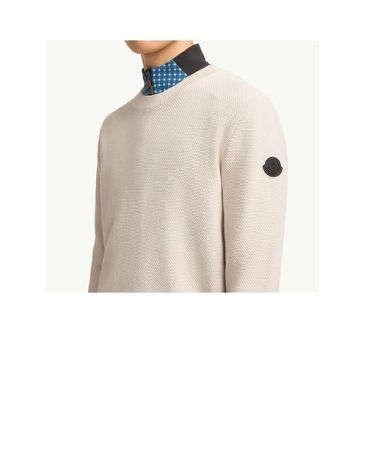 Moncler White Cotton Knit Sweater for men