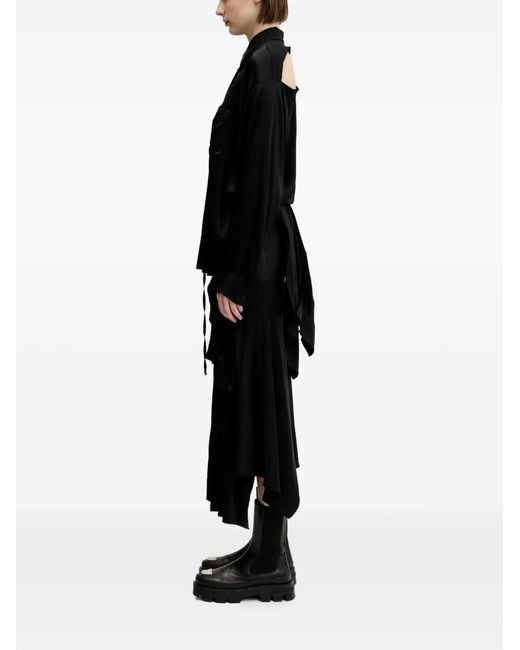 OTTOLINGER Black Ruffled Satin Dress