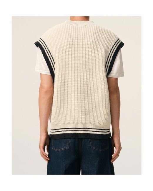AMI Natural Ami Ami De Coeur V-Neck Knitted Top for men