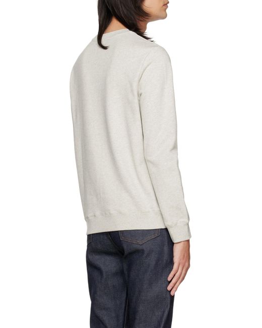 A.P.C. Gray Logo Printed Crewneck Sweatshirt for men