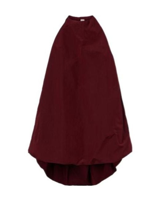 Magda Butrym Red Cotton And Silk Velvet Halterneck Top