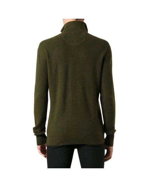 Burberry Green Vertical Collar Zipper Sweater for men