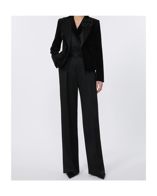 Max Mara Black Lapel Sleeveless Jumpsuit