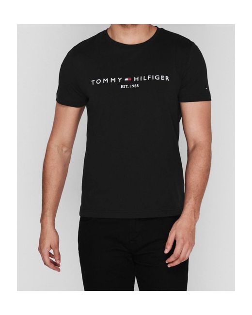 Tommy Hilfiger Black Logo Short Sleeve T-Shirt for men
