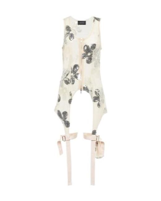 Simone Rocha White Sequined Zip-Up Tulle Top