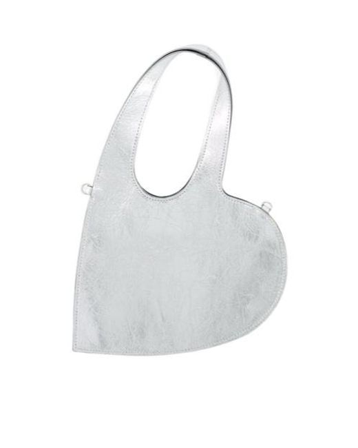 Coperni White Metallic Effect Mini Heart Tote Bag