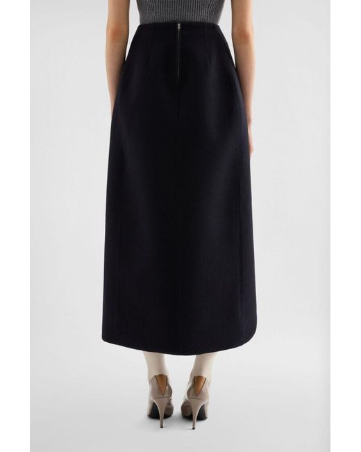 Jil Sander Black Wool Sablé Skirt