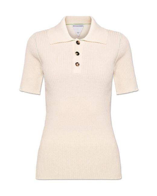 Bottega Veneta Natural Short Sleeved Polo Shirt