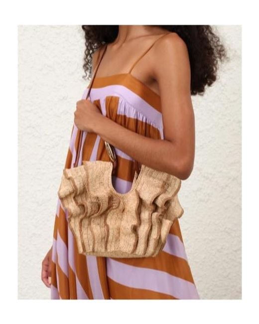 Zimmermann Natural Goldentime Ruffled Tote Bag
