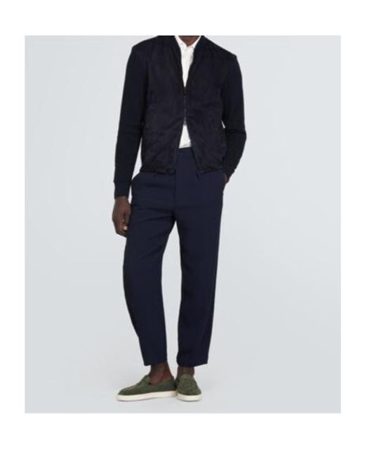 Giorgio Armani Blue Wool-Blend Straight Pants for men