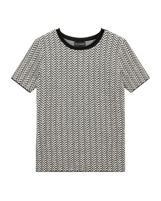 Emporio Armani Gray Geometric-Pattern Short-Sleeve Top