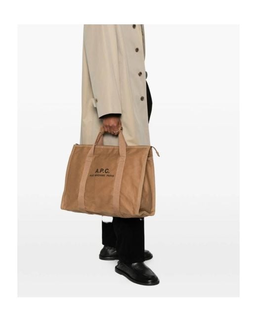 A.P.C. Brown Recuperation Gym Logo-Detail Tote Bag for men