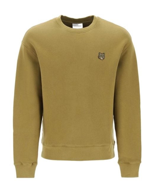 Maison Kitsuné Green Maison Kitsuné Fox Head Patch Crewneck Sweatshirt for men