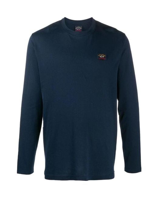 Paul & Shark Blue Logo Patch Long-Sleeve Top for men