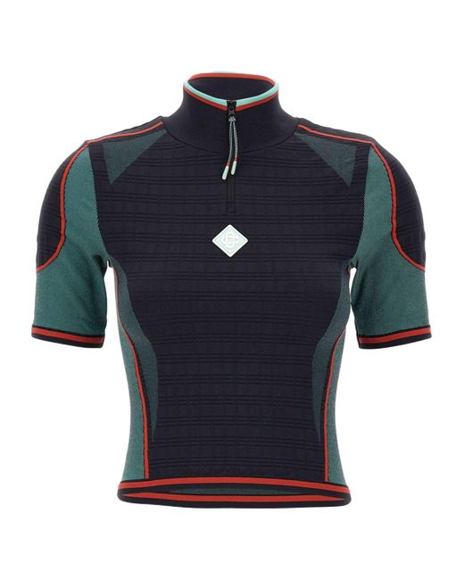 Casablanca Blue High-Neck Half-Zip Top
