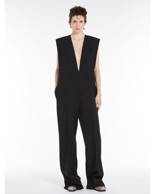 Sportmax Black V-Neck Sleeveless Jumpsuit