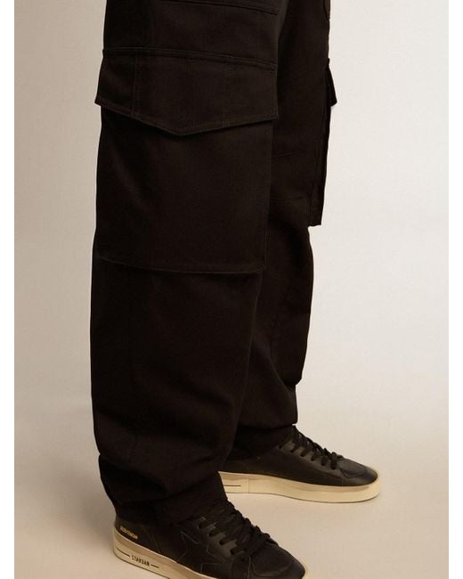 Golden Goose Deluxe Brand Black Straight-Leg Cargo Trousers for men
