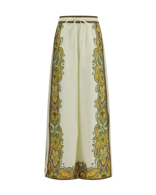 ALÉMAIS Green Porter Paisley Wide-Leg Pants