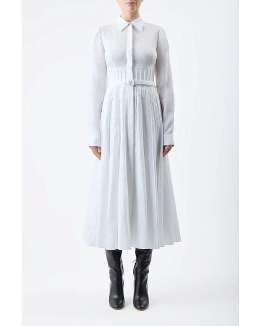 Gabriela Hearst White Dewi Linen Midi Shirt Dress