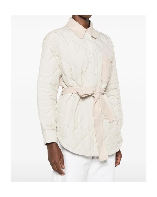Fabiana Filippi White Quilted Belted Casual Jacket