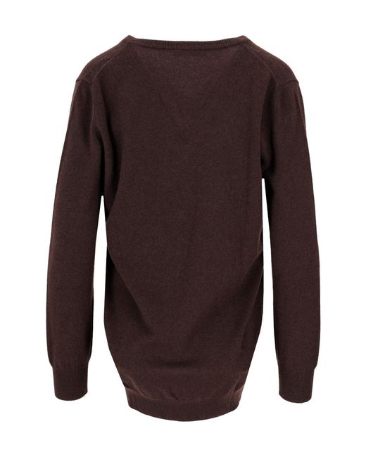 Lela Rose Brown V-Neck Pullover