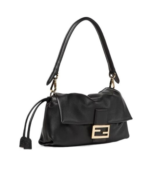 Fendi Black Baguette Soft Medium Shoulder Bag