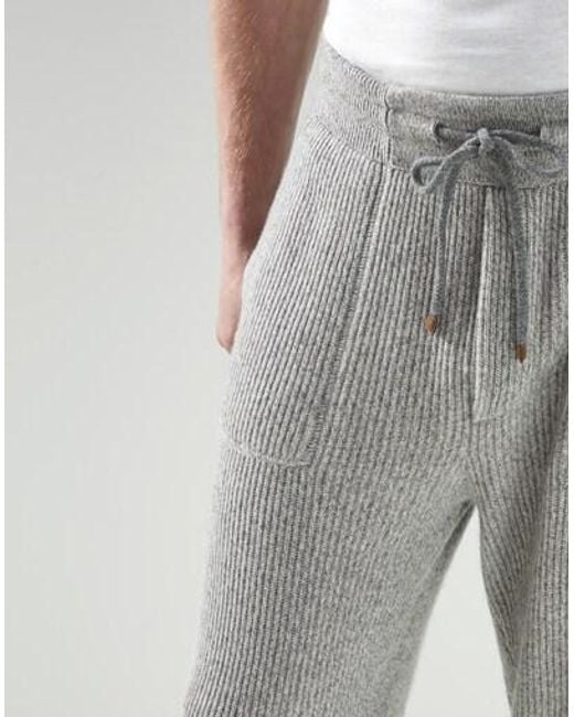 Brunello Cucinelli Gray Cashmere Ribbed Joggers for men