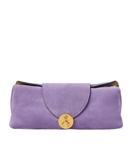 Versace Purple Vivian Suede Chain Shoulder Bag