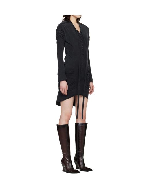 KNWLS Black Leia Ruched Mini Dress