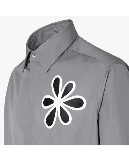 Fendi Gray Floral Cut-Out Long Sleeved Shirt for men