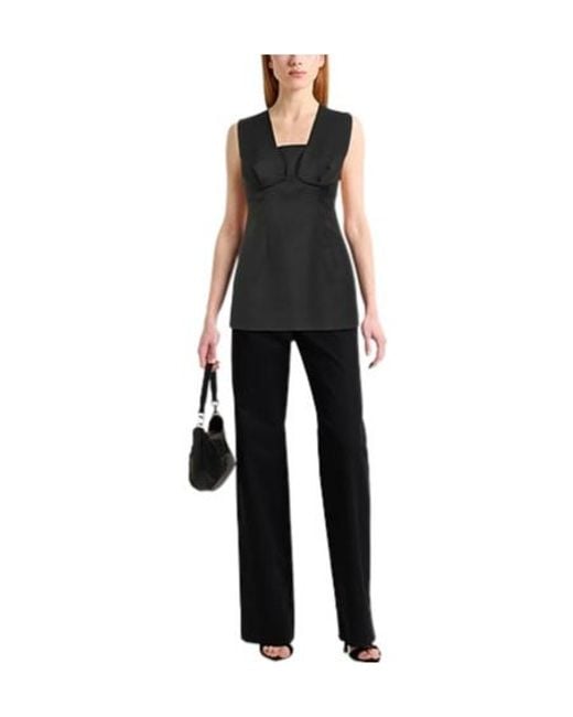 Sportmax Black Minimalist Sleeveless Top