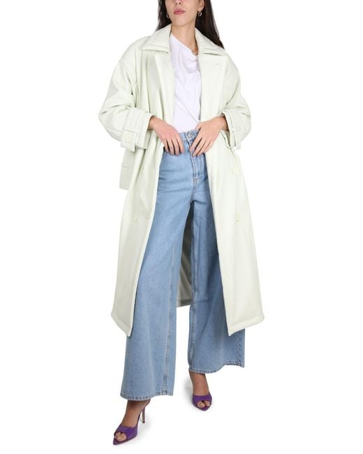Stand Studio White Emily Double-Breasted Belted Trench Coat