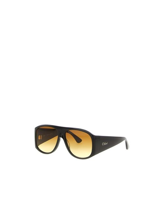 Chloé Metallic Chloé Eyewear 60 Pilot Frame Sunglasses