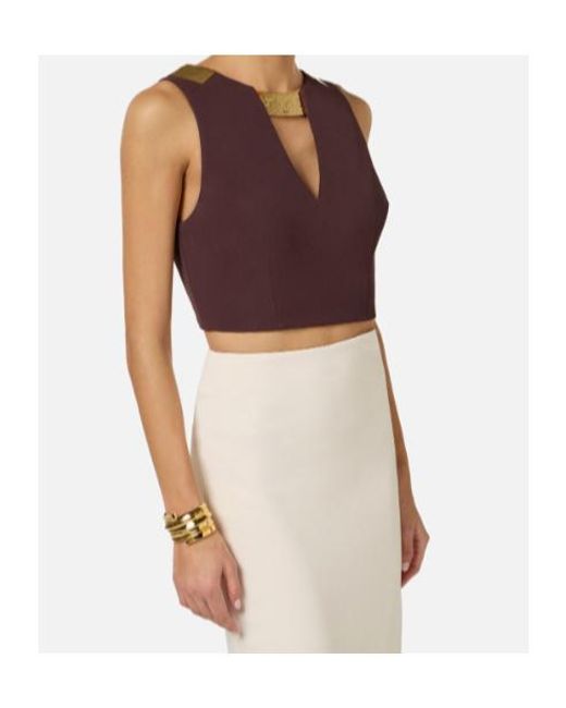 Elisabetta Franchi Purple V-Neck Top