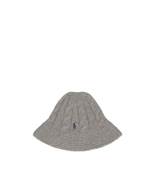 Polo Ralph Lauren Gray Cable-Knit Logo Embroidered Bucket Hat
