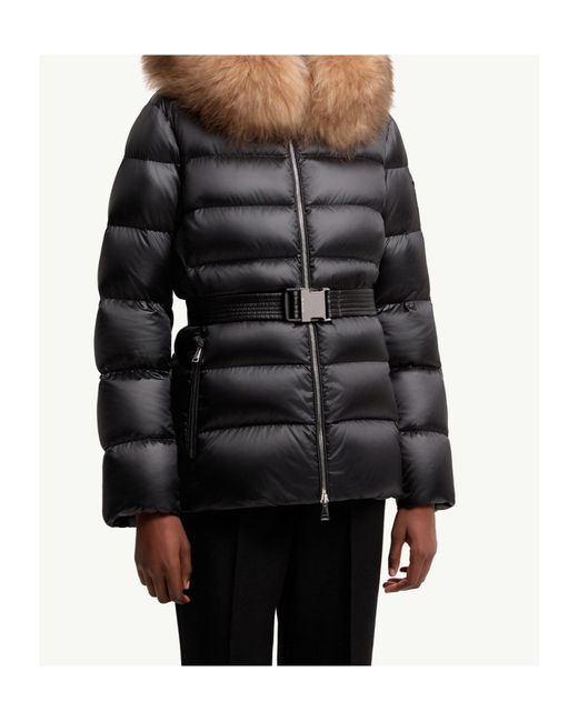 Moncler Black Cupidones Shearling-Trimmed Short Down Jacket