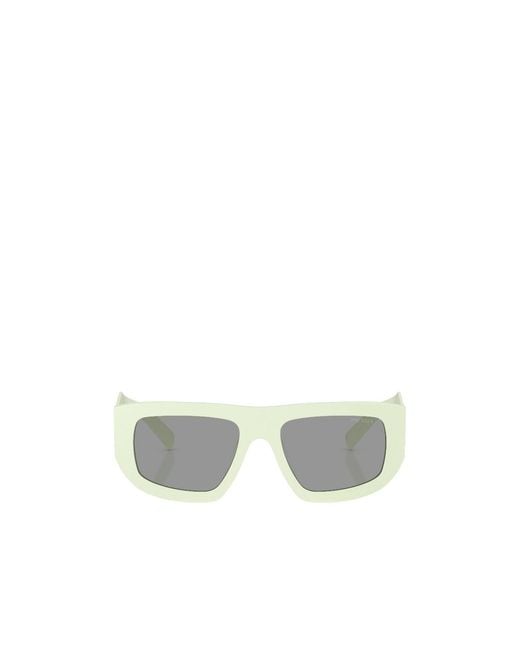 Prada White Eyewear Triangle Logo Geometric Frame Sunglasses for men