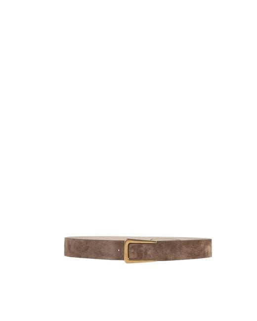 Brunello Cucinelli White Minimal Suede Belt