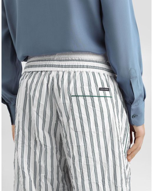 Dolce & Gabbana White Striped Drawstring Loungewear Trousers for men
