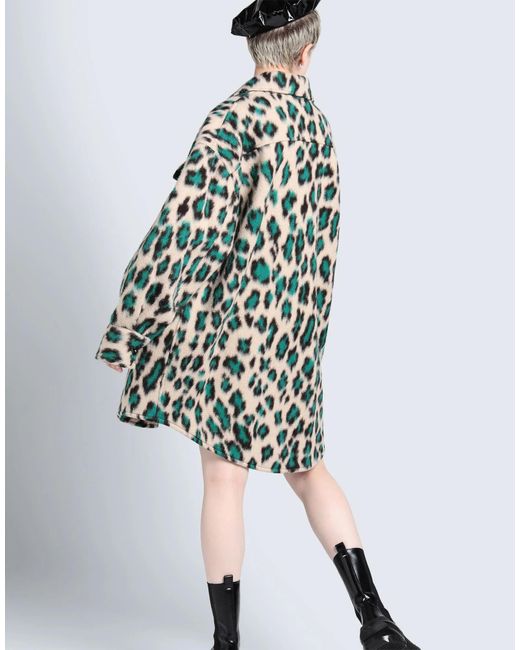 MM6 by Maison Margiela Green Leopard Print Single-Breasted Coat