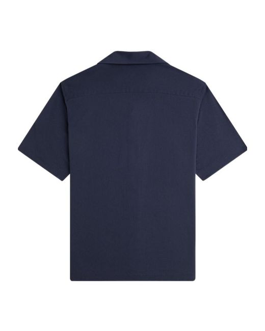 Fred Perry Blue Buttoned Embroidered Shirt for men