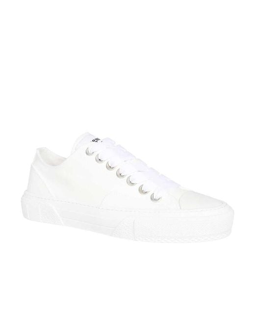 MSGM White Round Toe Lace-Up Sneakers