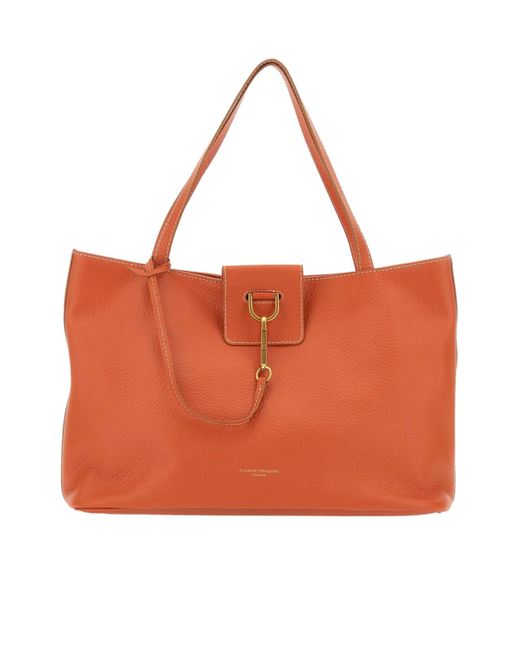 Gianni Chiarini Orange Double Handle Tote Bag