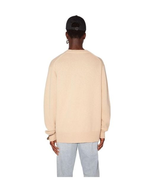 Acne Natural Ribbed-Knit V-Neck Sweater for men