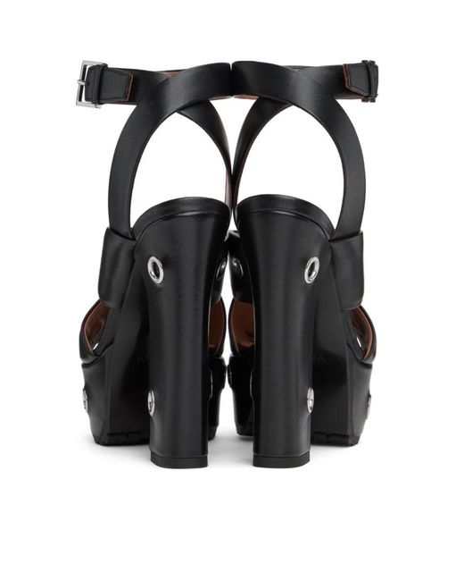 Alaïa Black Alaïa Block Heel Eyelets Detailed Plateform Sandals