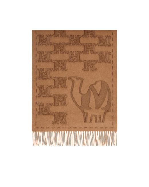 Max Mara Brown Wsteddy Fringed Edge Scarf