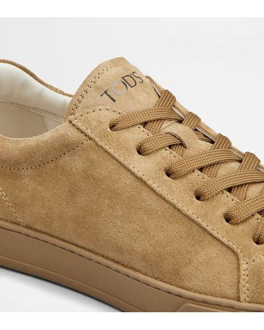 Tod's Brown Logo Printed Round Toe Sneakers for men